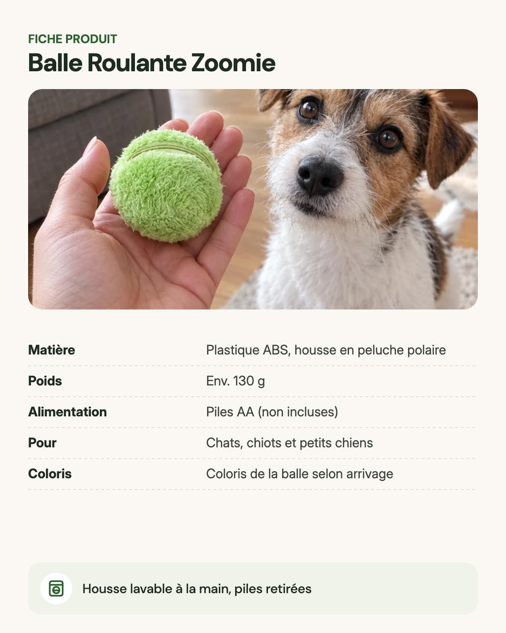 Balle Roulante Zoomie – fiche produit