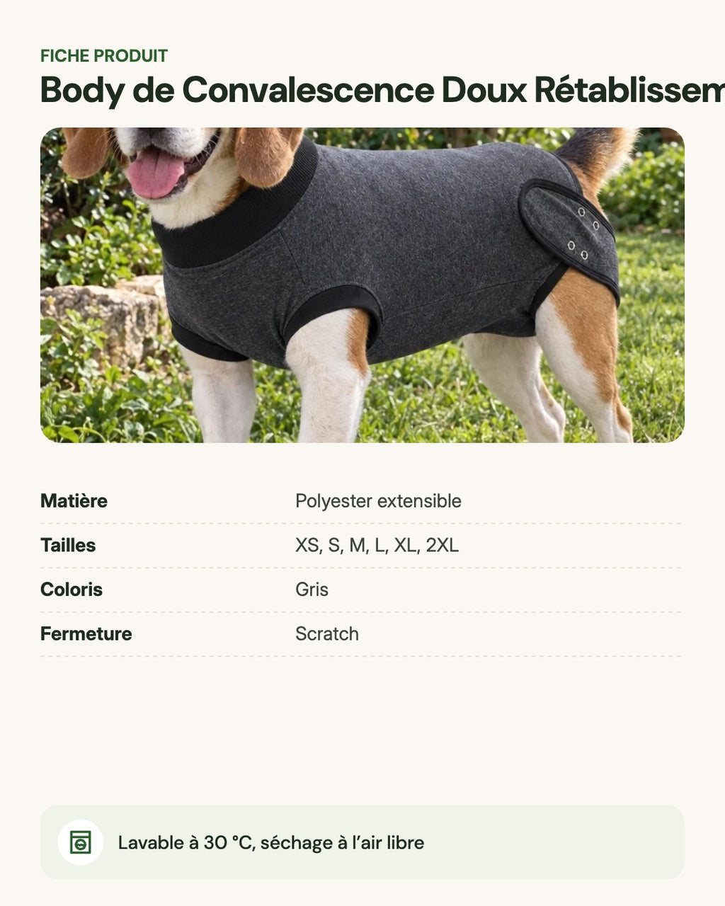 Body de Convalescence Doux Rétablissement – fiche produit
