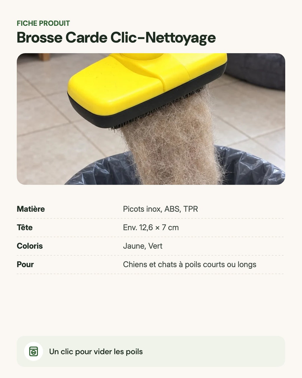 Brosse Carde Clic-Nettoyage – fiche produit