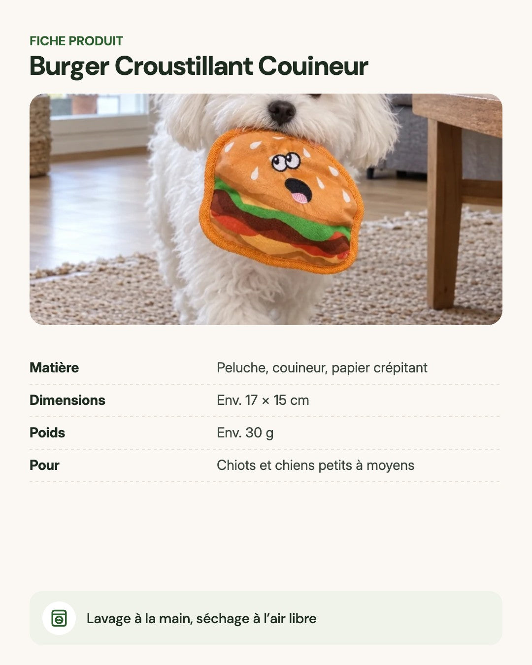 Burger Croustillant Couineur – fiche produit