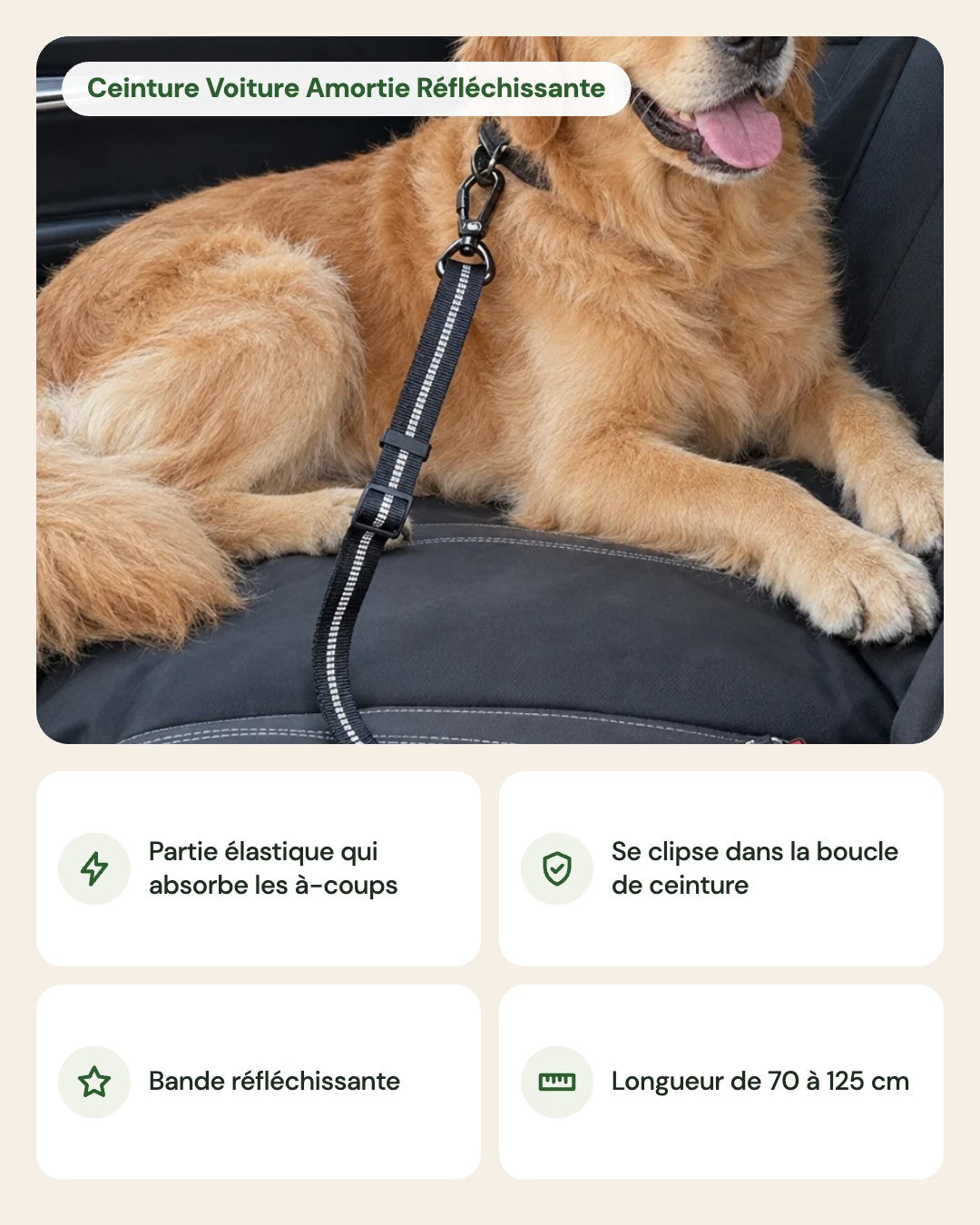 Ceinture Voiture Amortie Réfléchissante – points forts