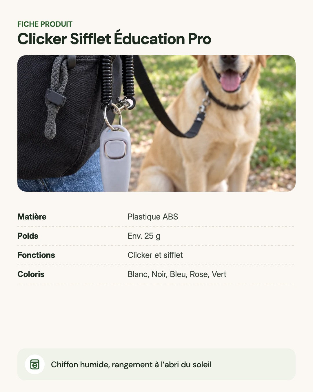 Clicker Sifflet Éducation Pro – fiche produit