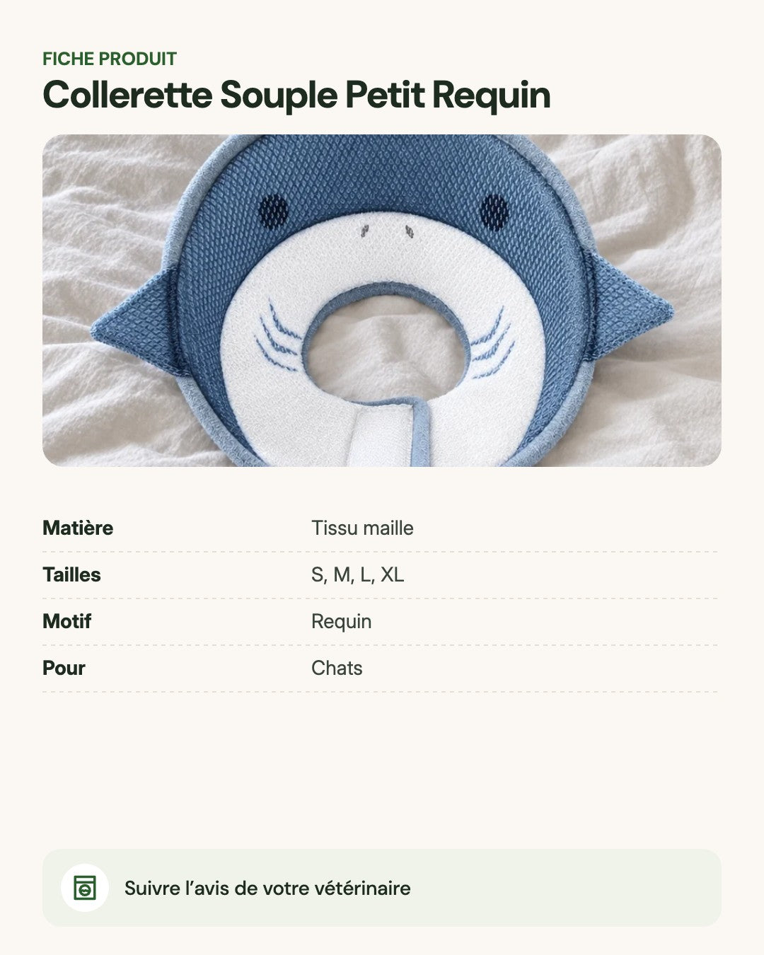 Collerette Souple Petit Requin – fiche produit