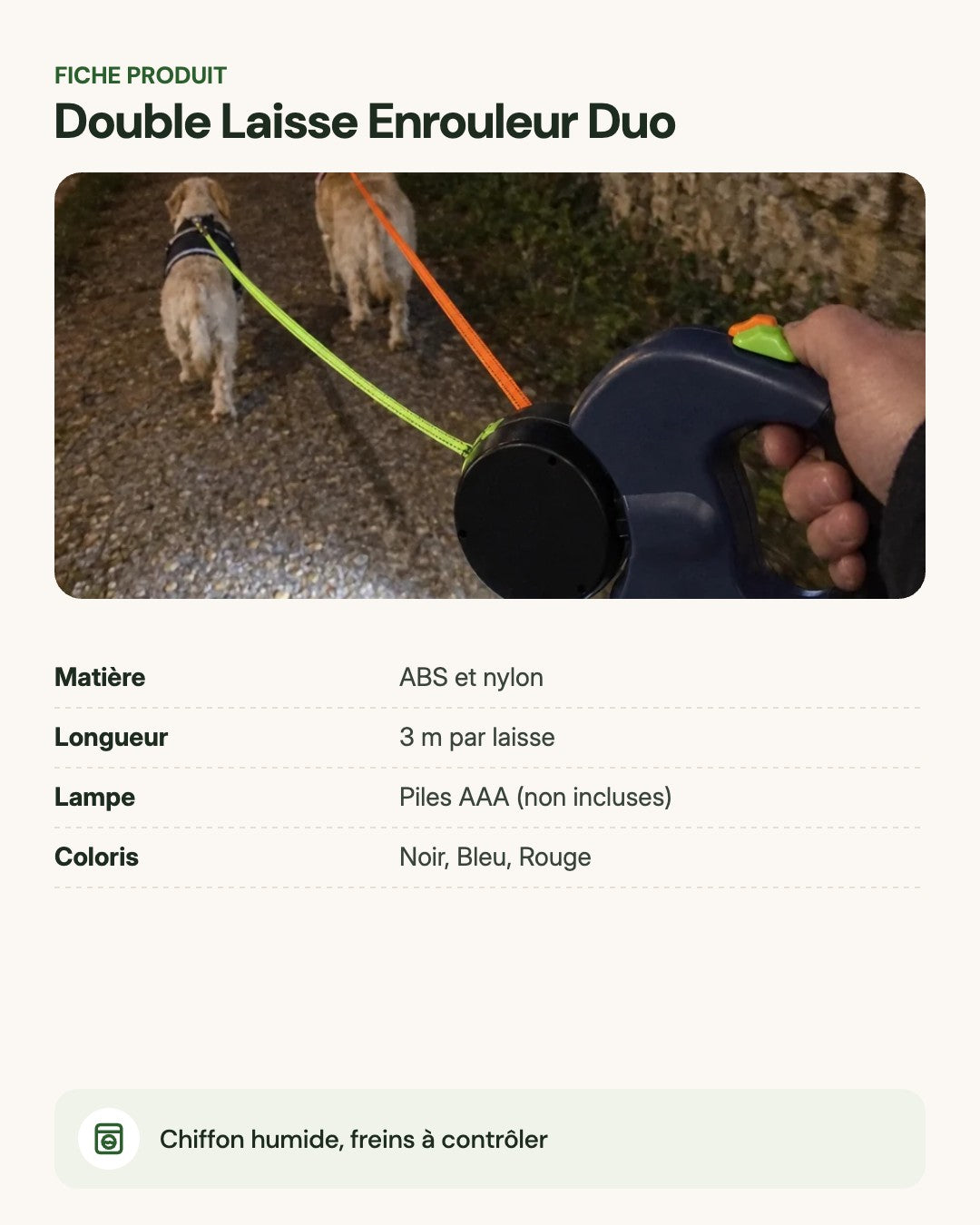 Double Laisse Enrouleur Duo – fiche produit