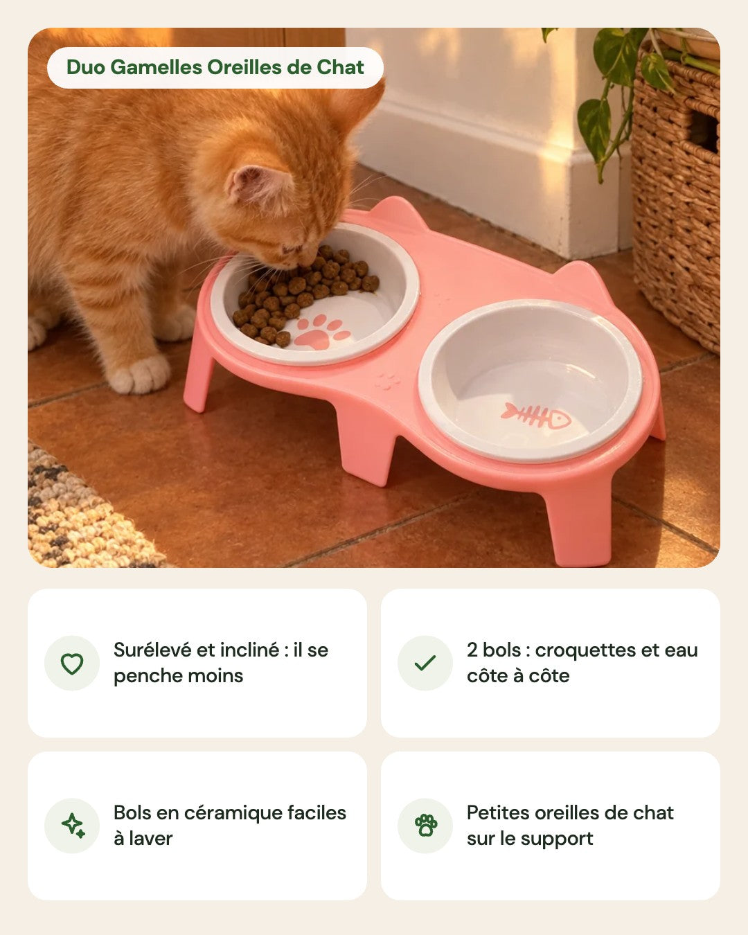 Duo Gamelles Oreilles de Chat – points forts