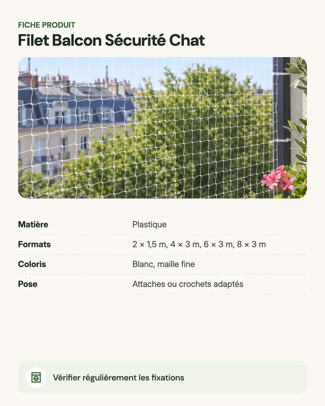 Filet Balcon Sécurité Chat – fiche produit