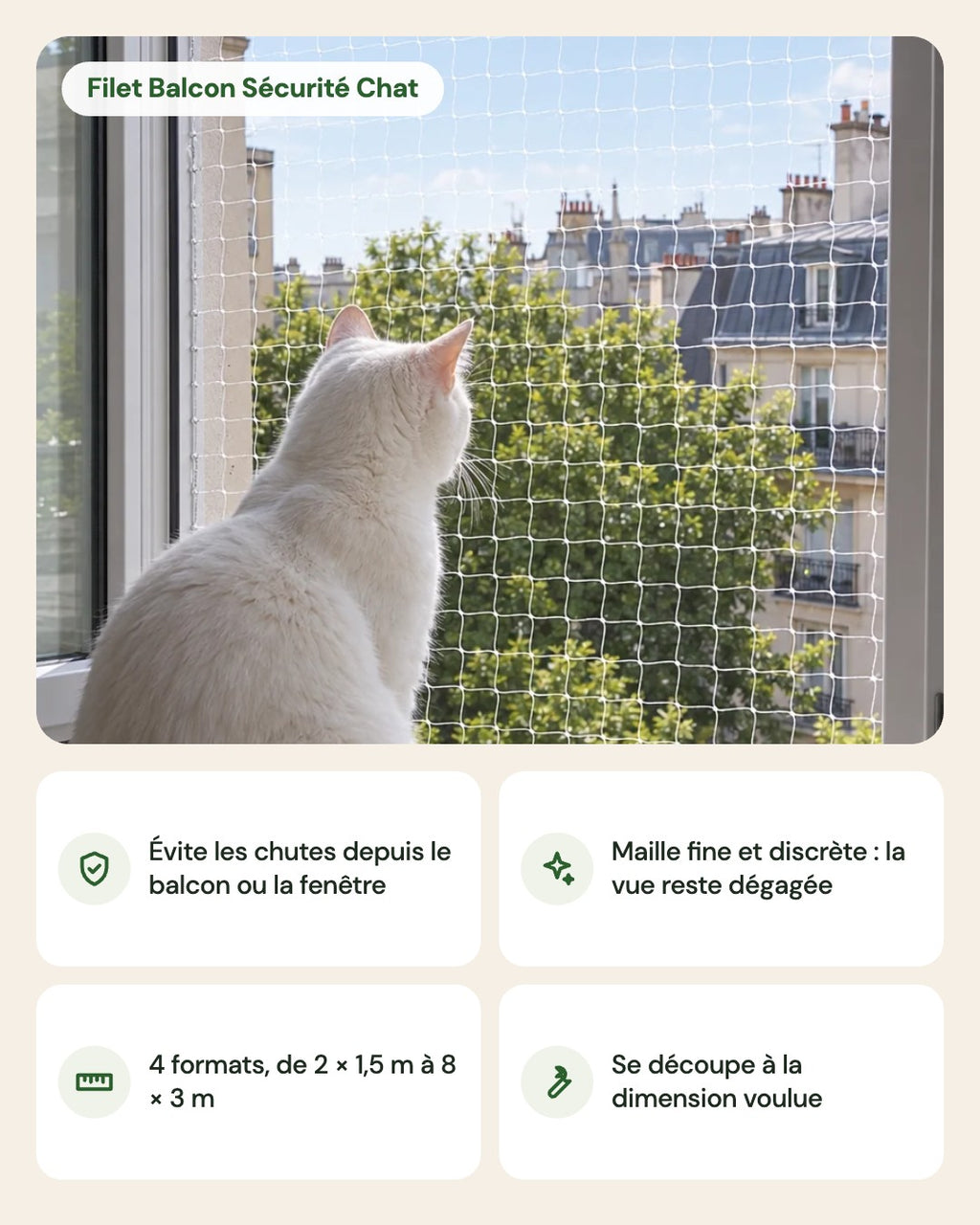 Filet Balcon Sécurité Chat – points forts