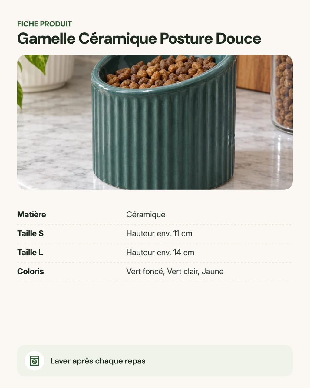 Gamelle Céramique Posture Douce – fiche produit