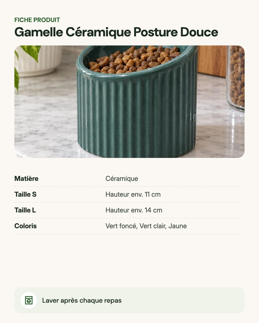Gamelle Céramique Posture Douce – fiche produit
