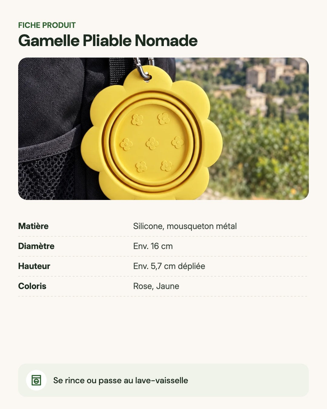 Gamelle Pliable Nomade – fiche produit
