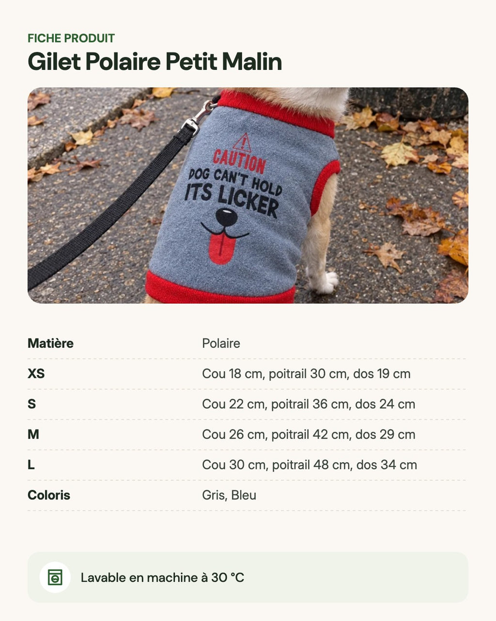 Gilet Polaire Petit Malin – fiche produit