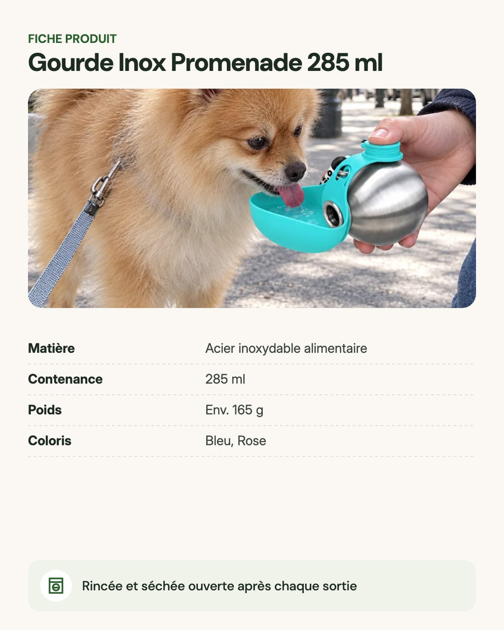 Gourde Inox Promenade 285 ml – fiche produit