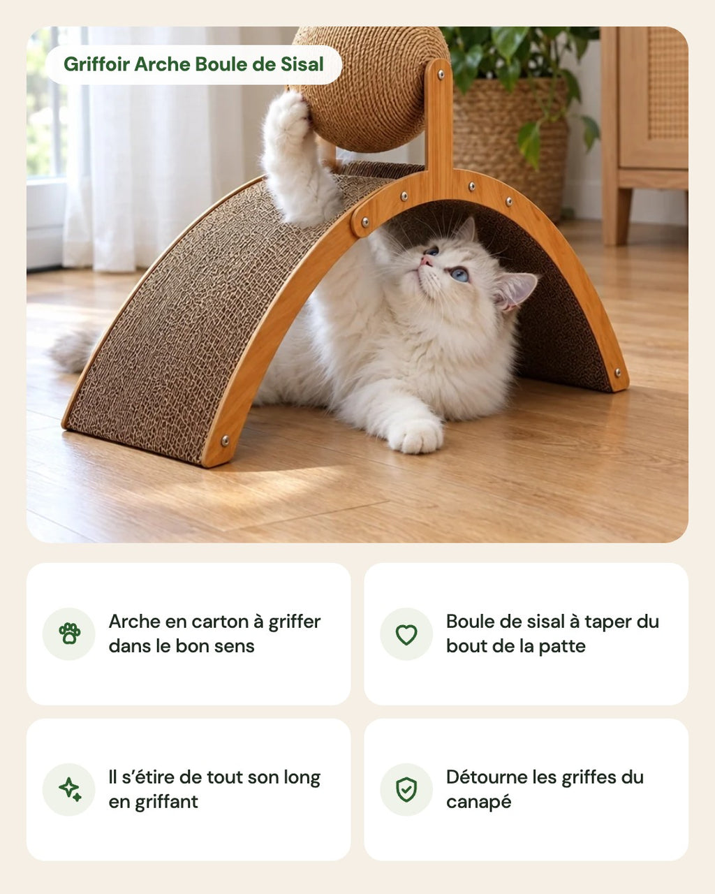 Griffoir Arche Boule de Sisal – points forts