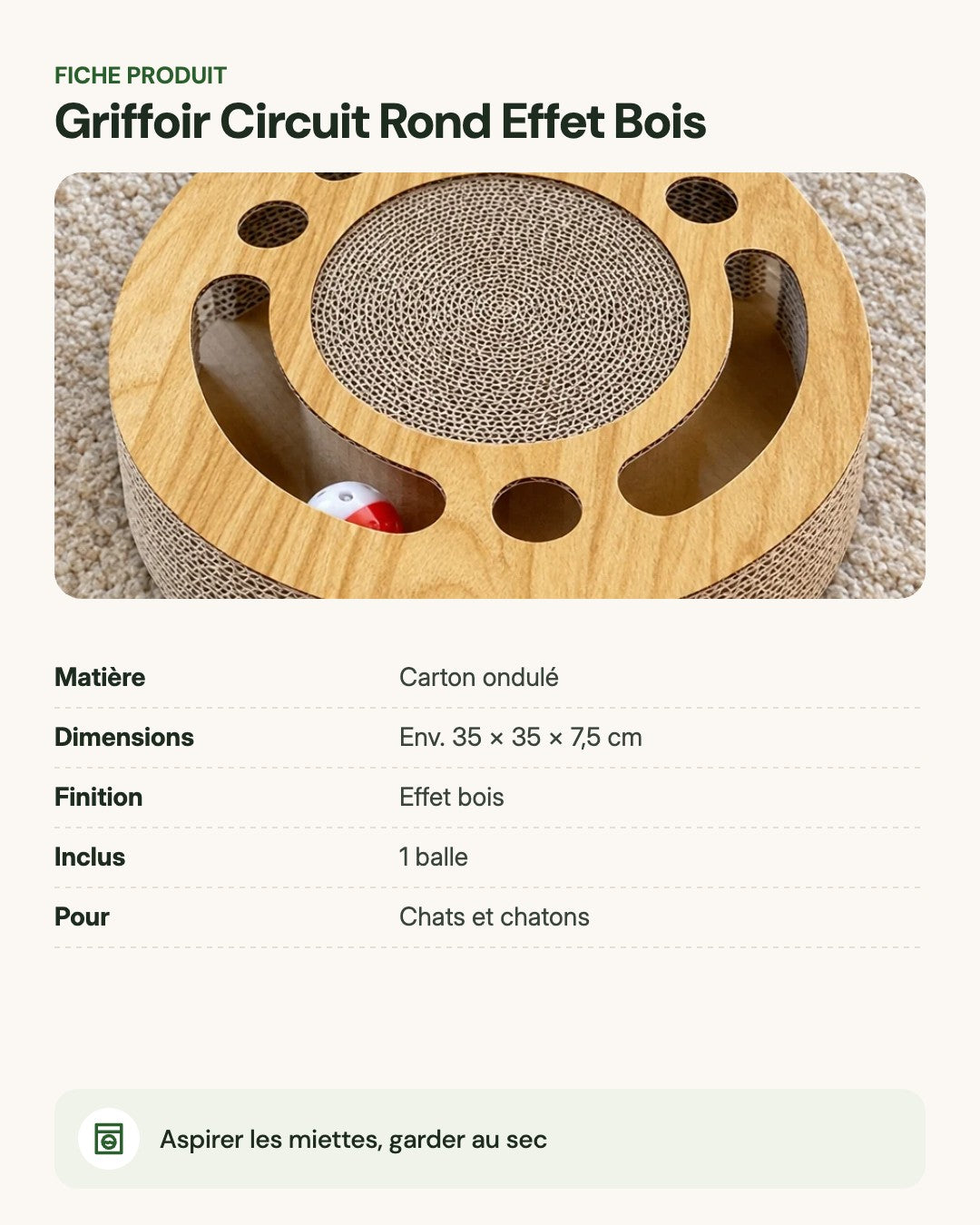 Griffoir Circuit Rond Effet Bois – fiche produit