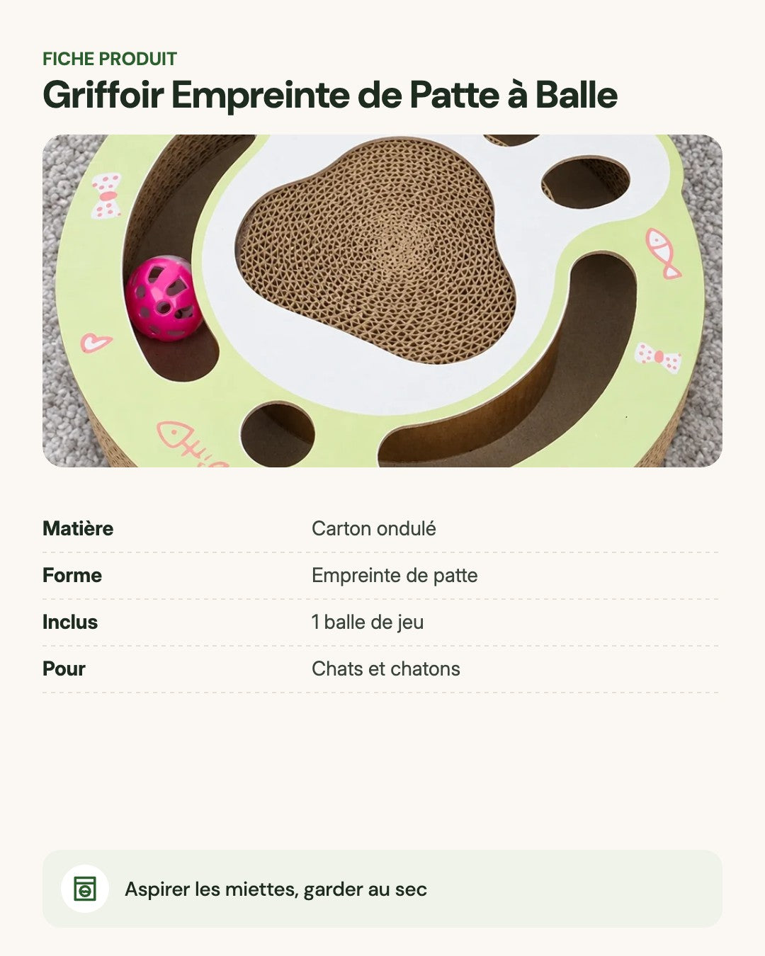 Griffoir Empreinte de Patte à Balle – fiche produit