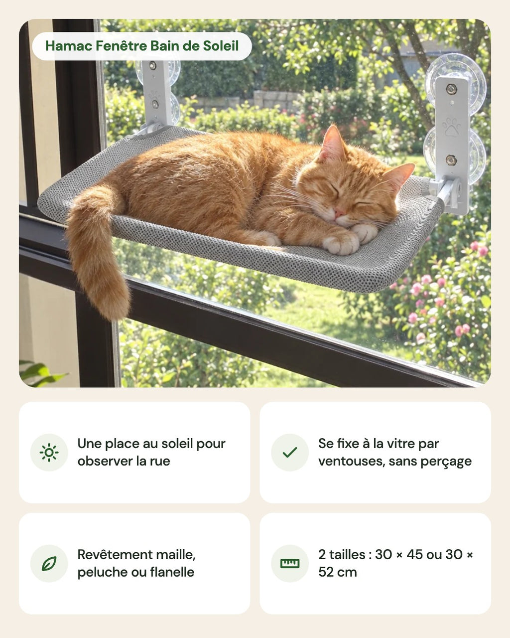 Hamac Fenêtre Bain de Soleil – points forts