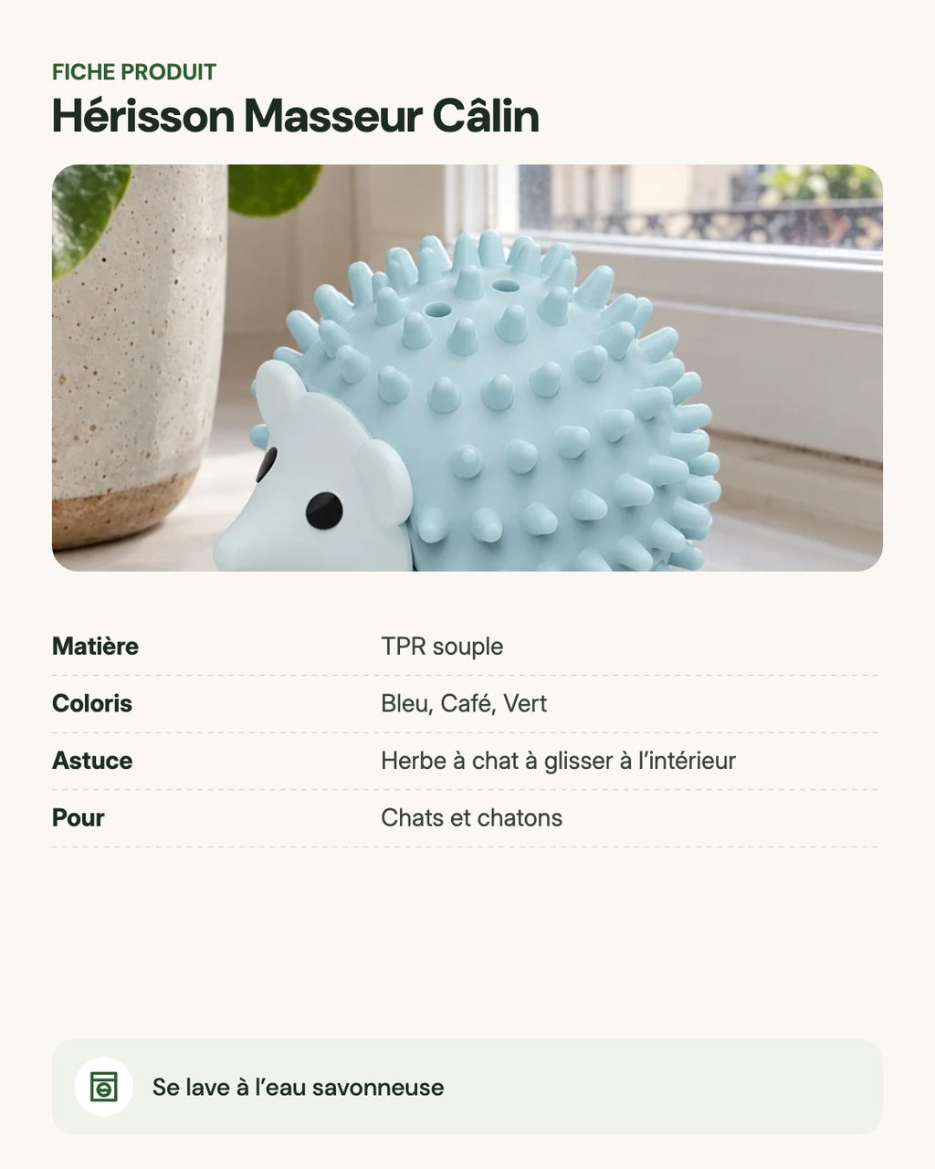 Hérisson Masseur Câlin – fiche produit