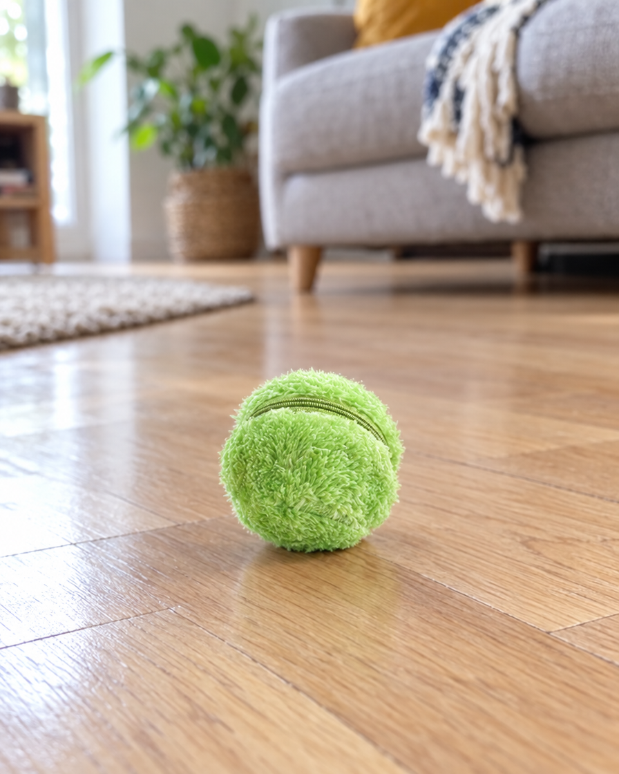 Balle roulante intelligente NordPet sur un parquet