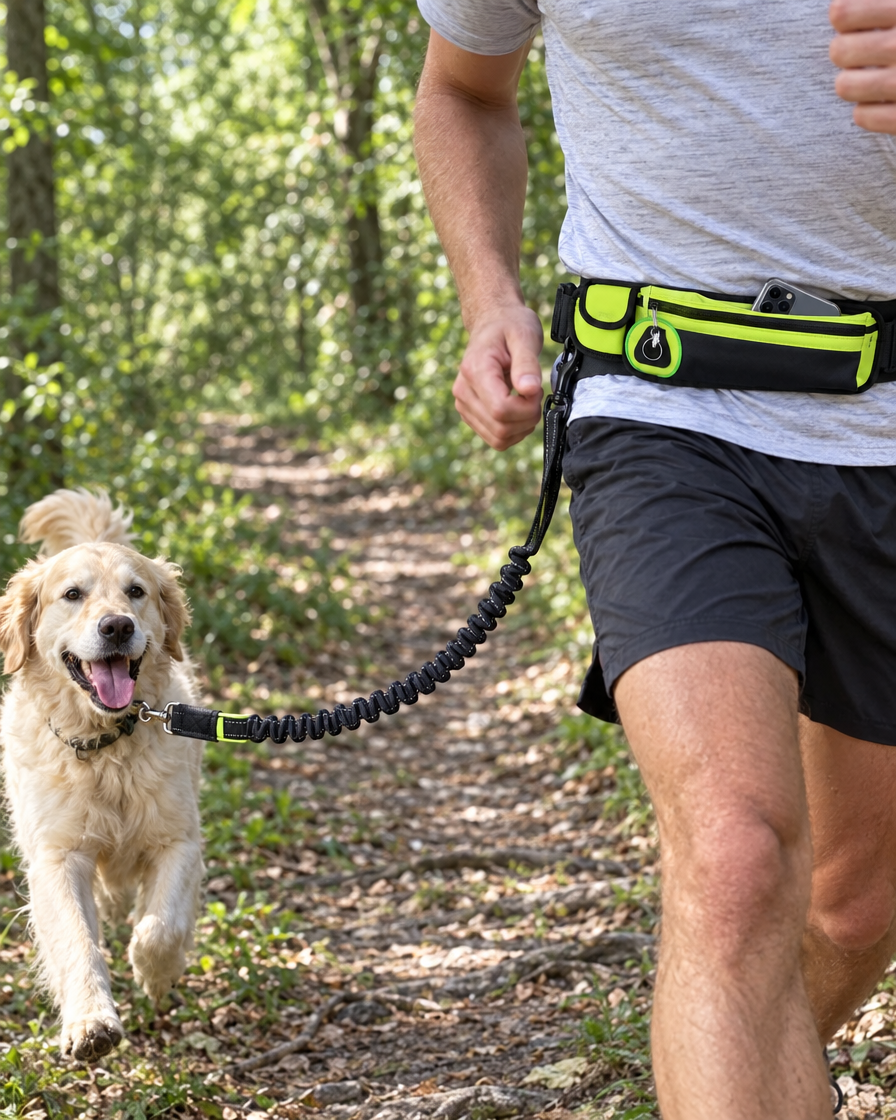 Ceinture avec poche zippée et laisse