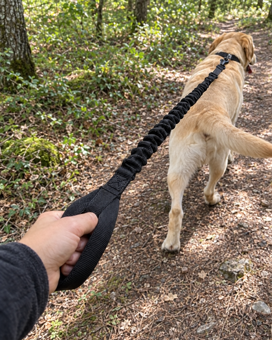 Labrador tenu avec la laisse anti-choc
