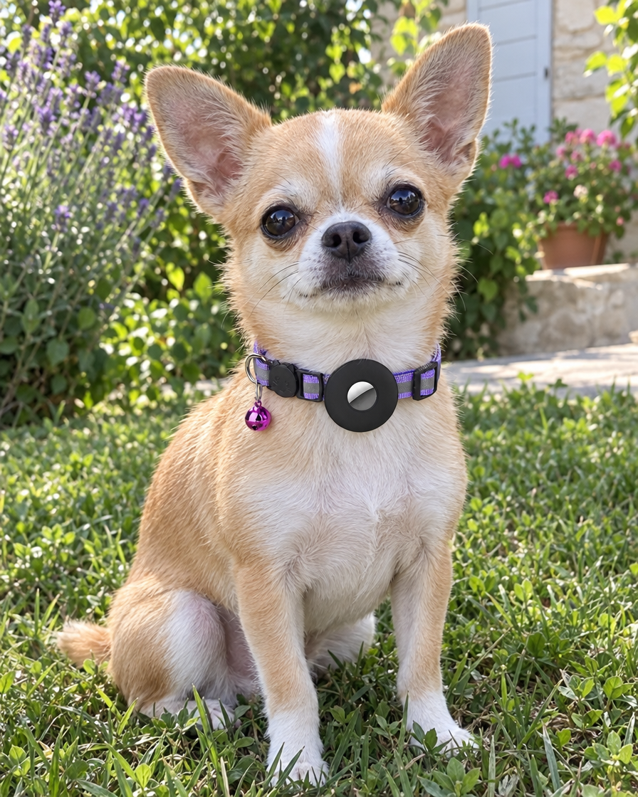 Chihuahua avec collier AirTag