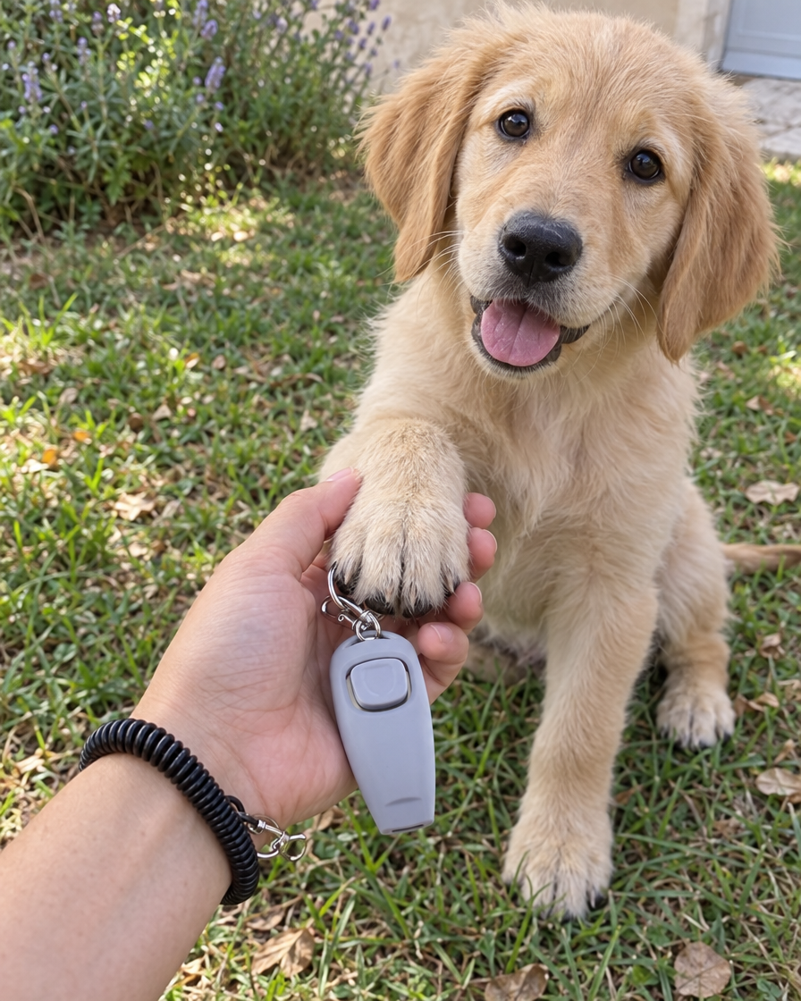 Clicker au poignet pendant l'éducation d'un chiot