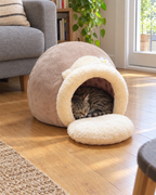 Chat endormi dans le lit grotte