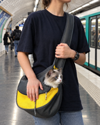 Chat dans le sac bandoulière dans le métro