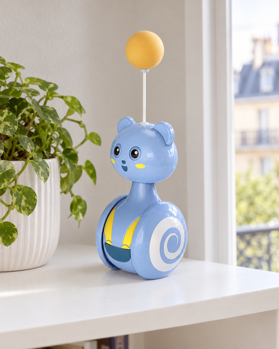 Culbuto interactif ourson bleu pour chat