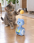 Chaton jouant avec le culbuto ourson