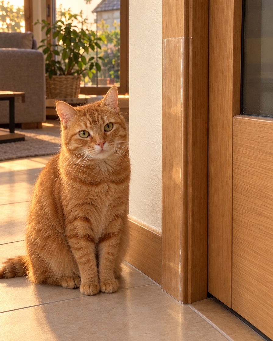Encadrement de porte protégé des griffes du chat