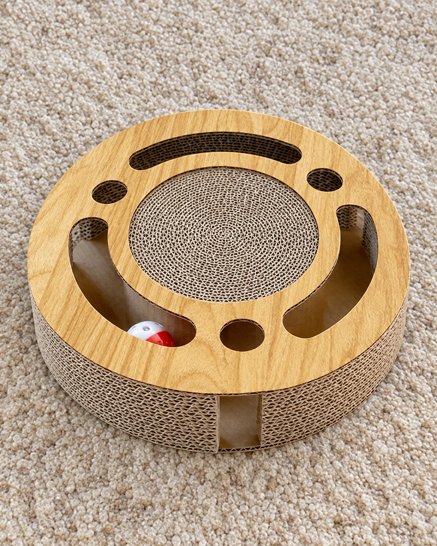 Griffoir circuit rond effet bois vu de dessus