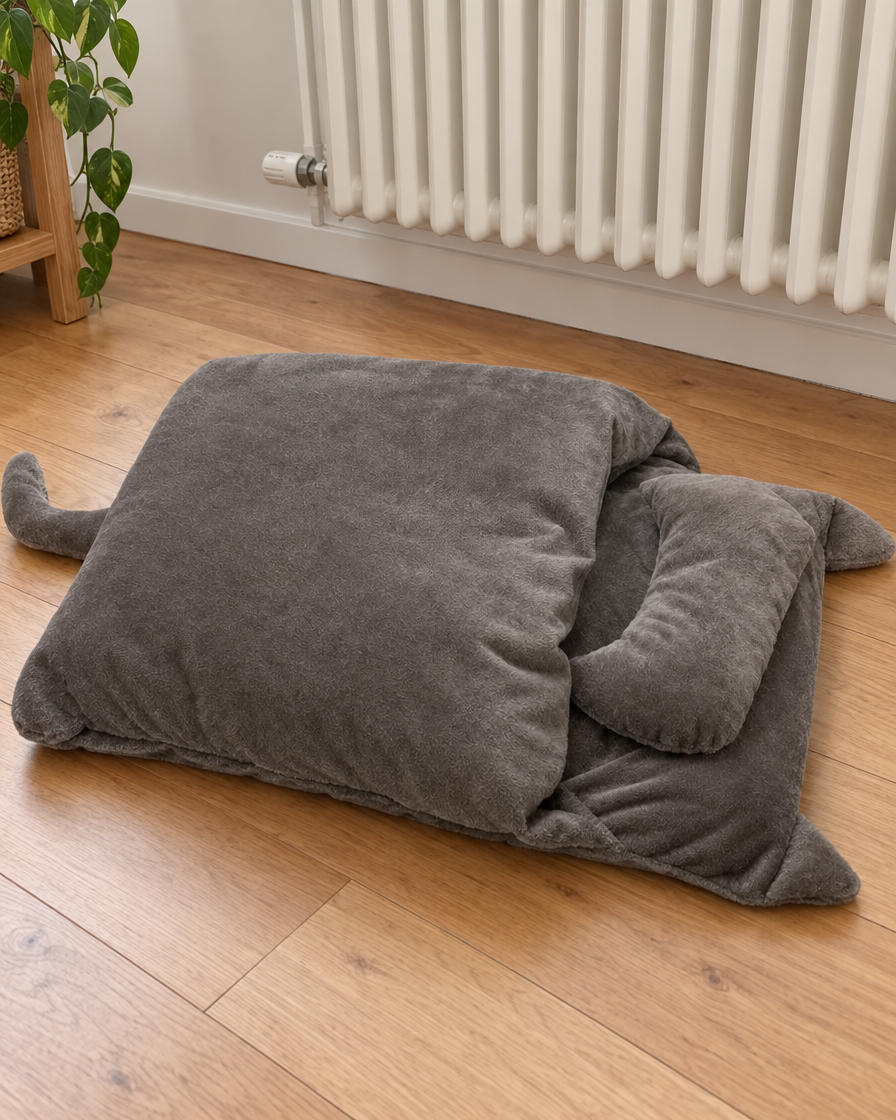 Sac de couchage gris en velours pour chat
