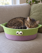 Chat tigré dormant dans le panier à petits yeux