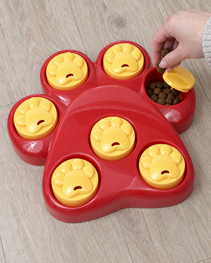 Remplissage du puzzle à friandises en forme de patte