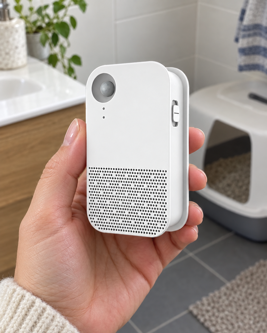 Désodorisant compact pour litière en main