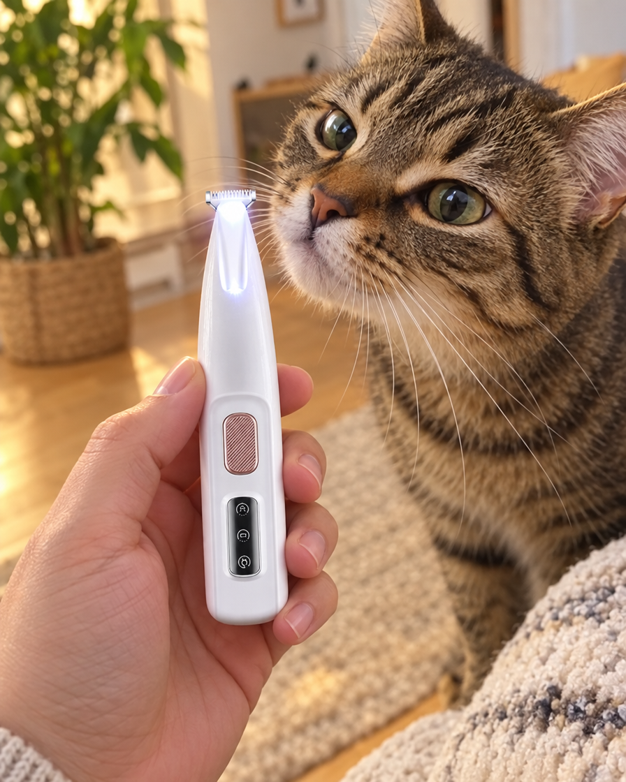 Tondeuse de précision à LED pour chat
