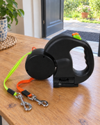 Double Laisse Enrouleur Duo – coloris Noir