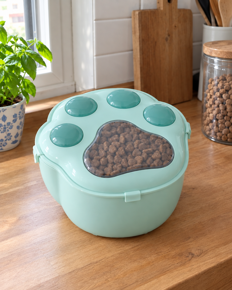 Boîte à Croquettes Patte Fraîcheur – coloris Vert