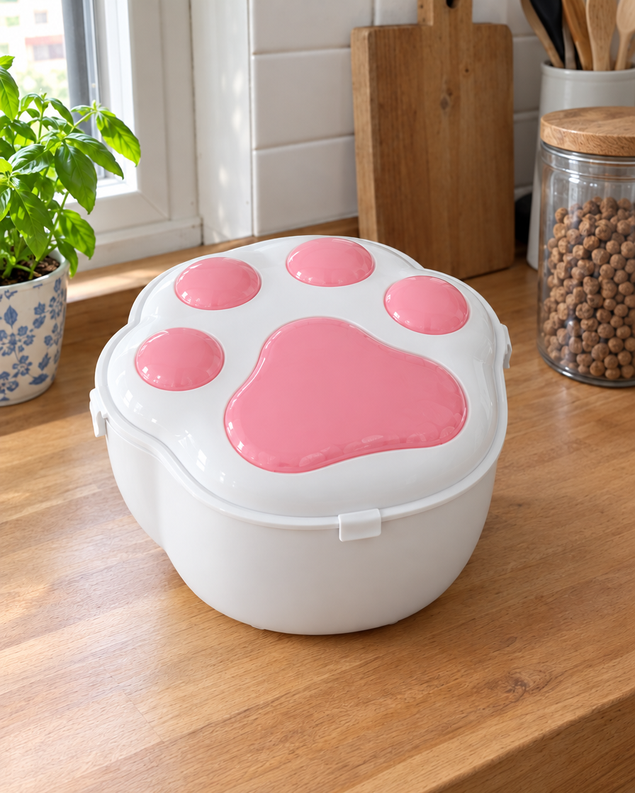 Boîte à Croquettes Patte Fraîcheur – coloris Rose