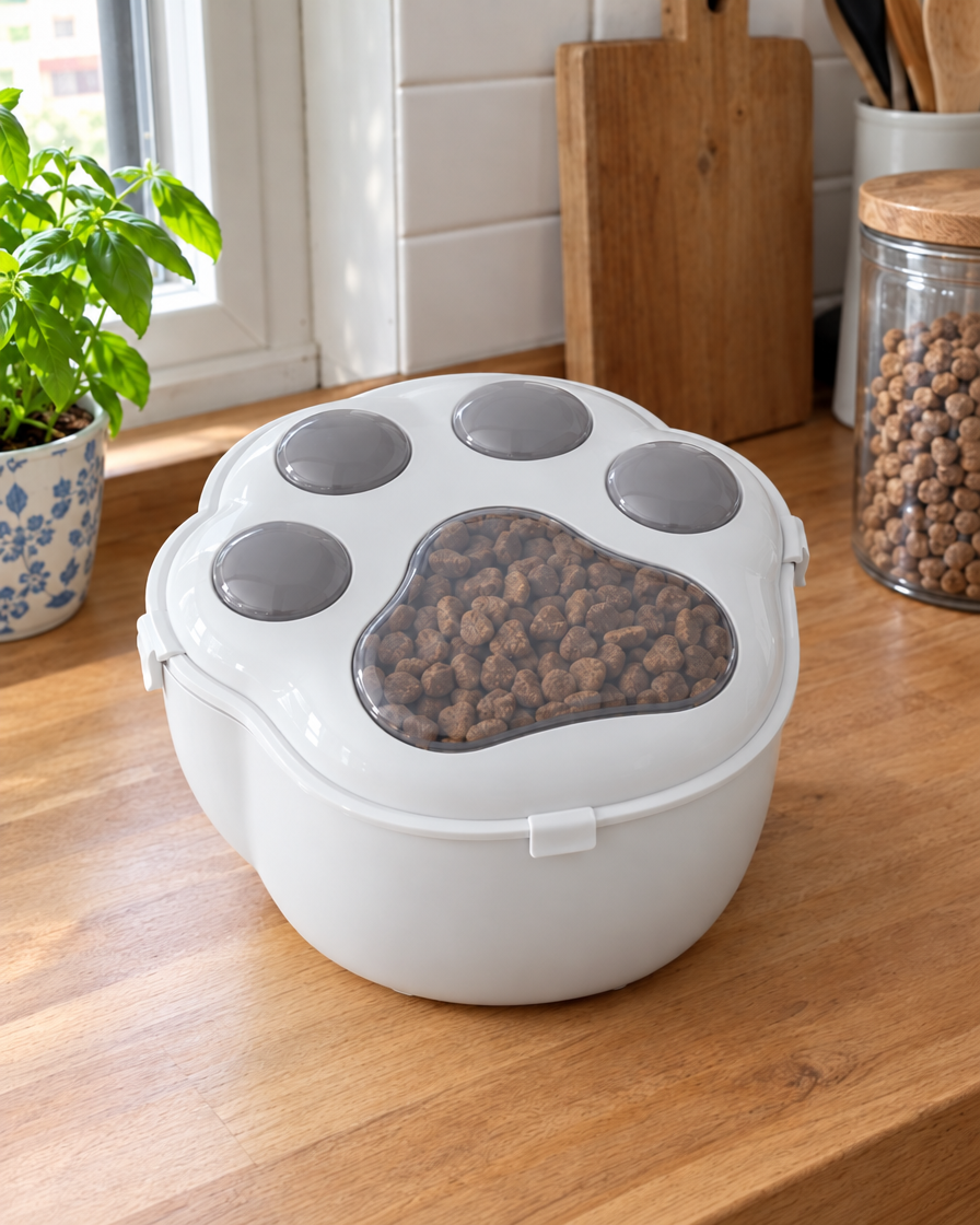Boîte à Croquettes Patte Fraîcheur – coloris Gris