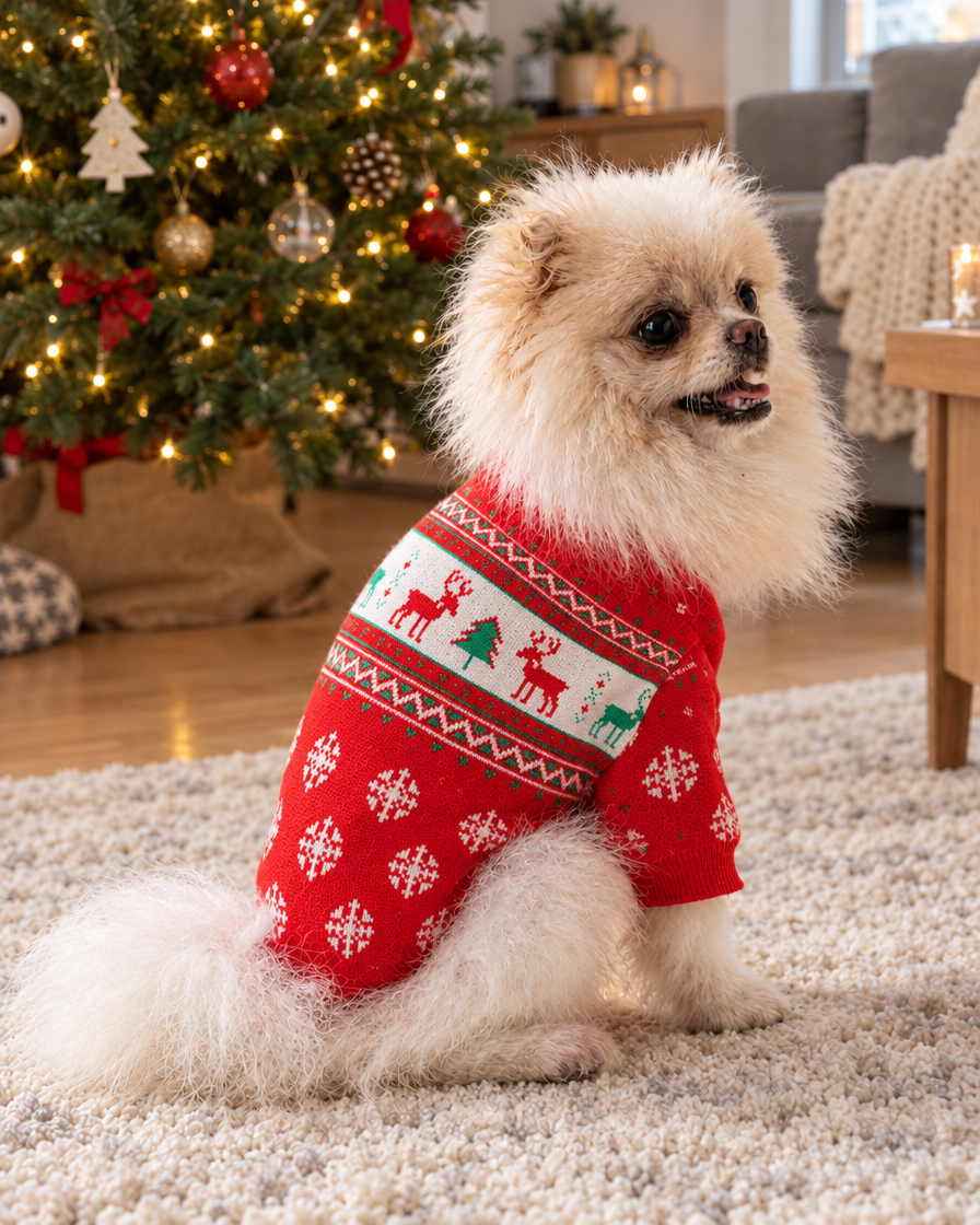 Pull de Noël Tricot Festif – coloris Rennes & Flocons