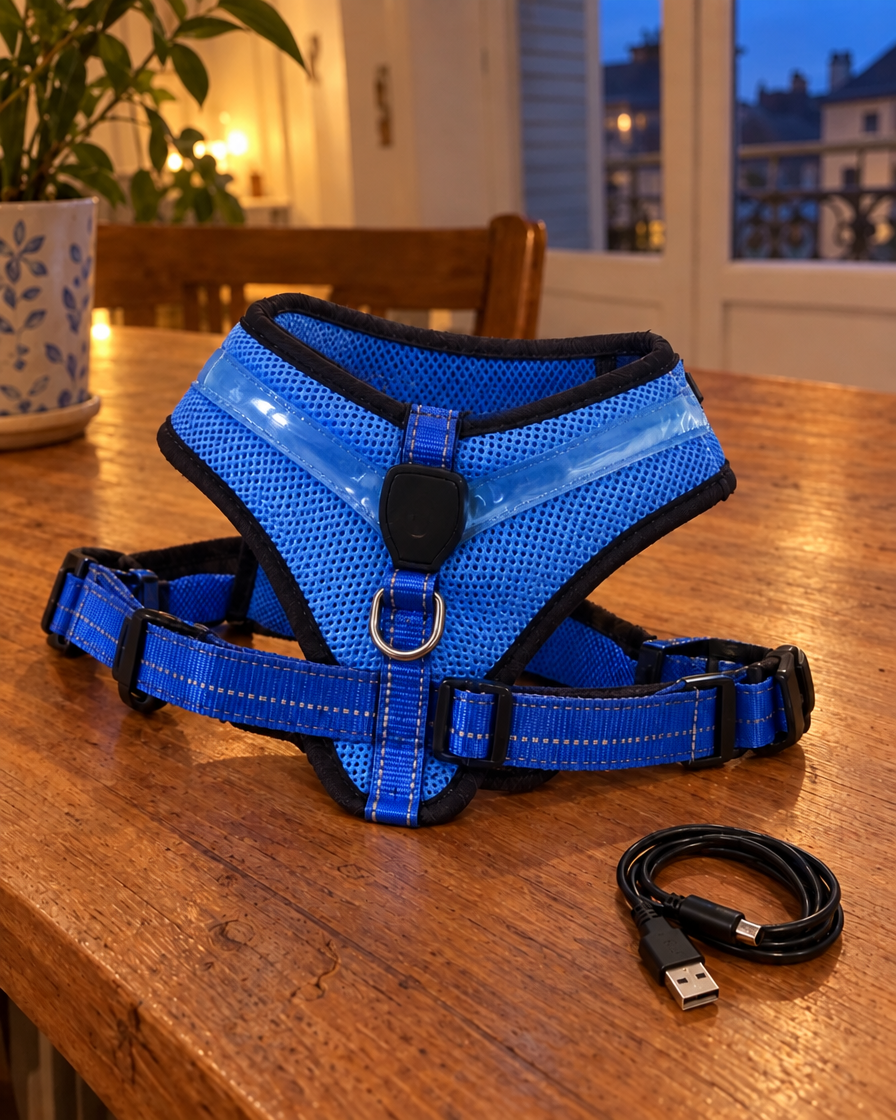 Harnais Lumineux Nuit Sûre – coloris Bleu