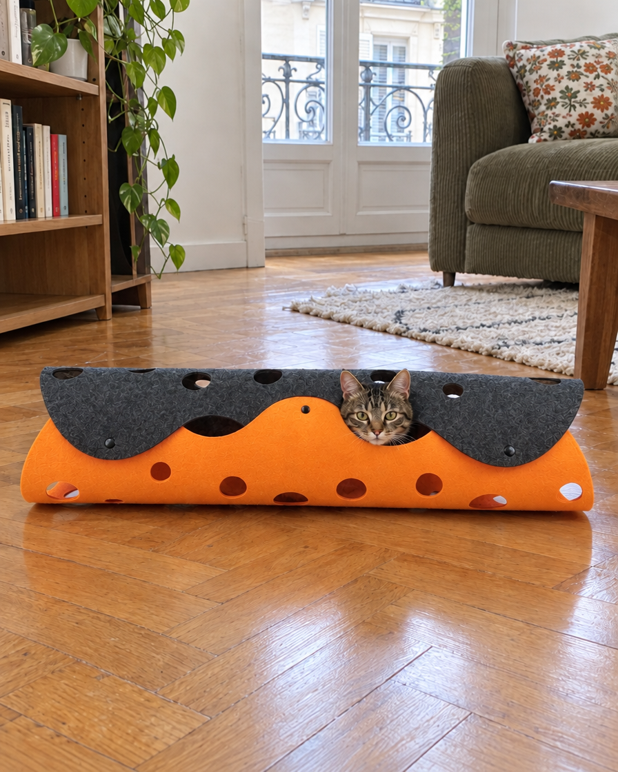 Tunnel Feutre Hublots Cache-Cache – coloris Orange