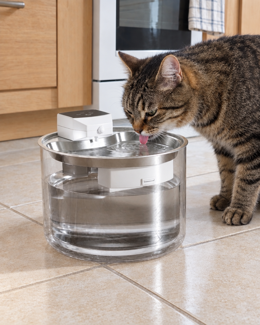 Fontaine Inox Sans Fil Ruisseau – coloris Inox blanc