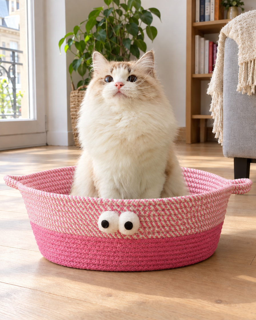 Panier Tressé Frimousse – coloris Rose