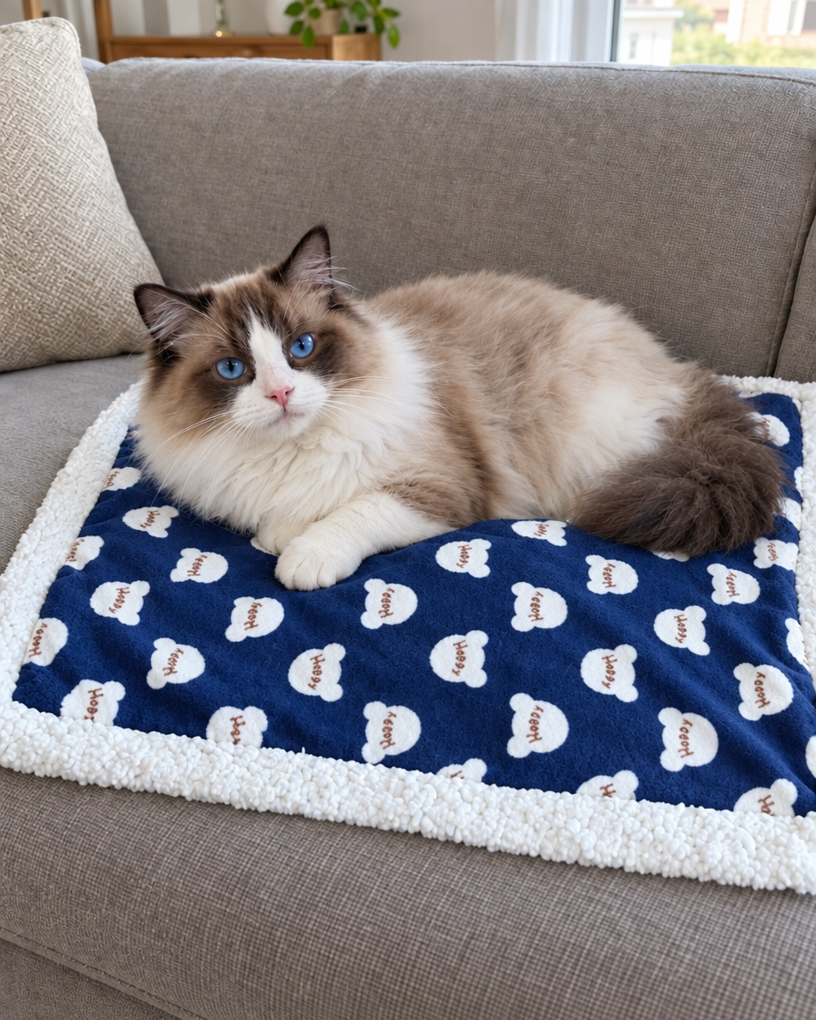 Plaid Câlin Bordure Sherpa – coloris Bleu