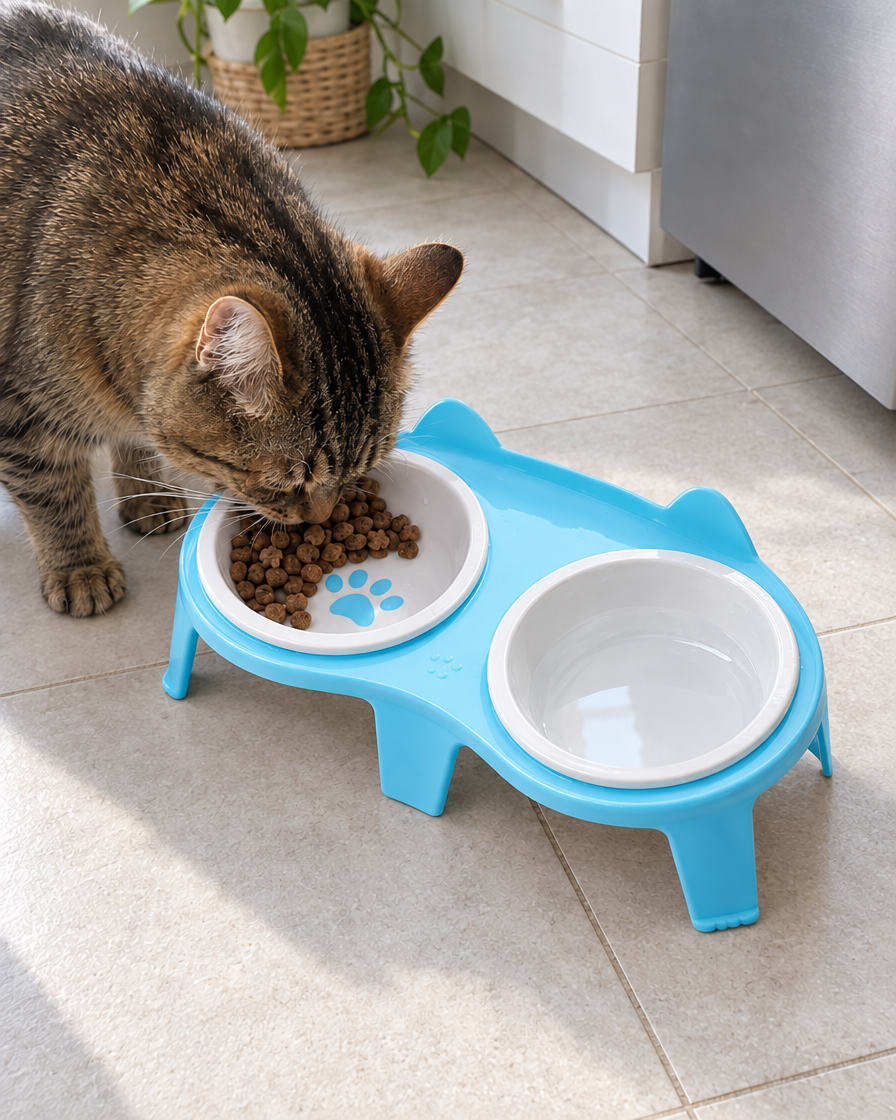 Duo Gamelles Oreilles de Chat – coloris Bleu