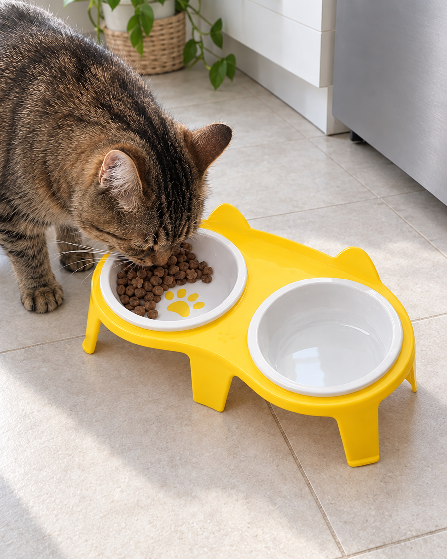 Duo Gamelles Oreilles de Chat – coloris Jaune