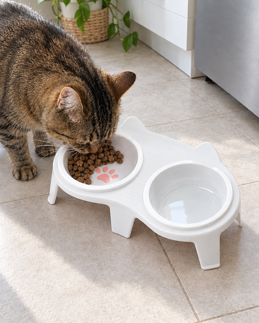 Duo Gamelles Oreilles de Chat – coloris Blanc